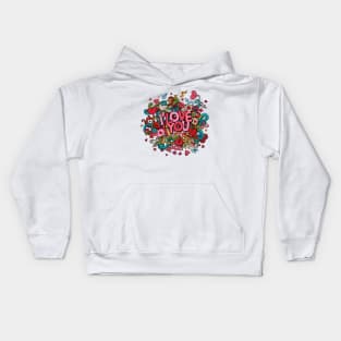 Cute Fun Colorful Heart Doodle Art Love - valentines day Kids Hoodie